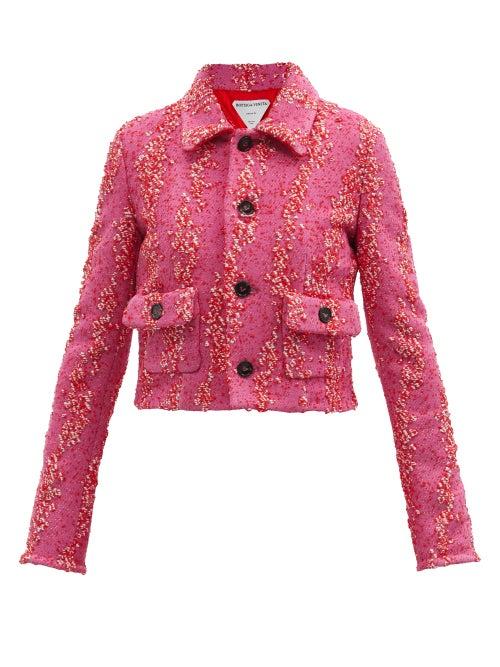 Matchesfashion.com Bottega Veneta - Cropped Boucl Jacket - Womens - Pink Multi