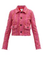 Matchesfashion.com Bottega Veneta - Cropped Boucl Jacket - Womens - Pink Multi