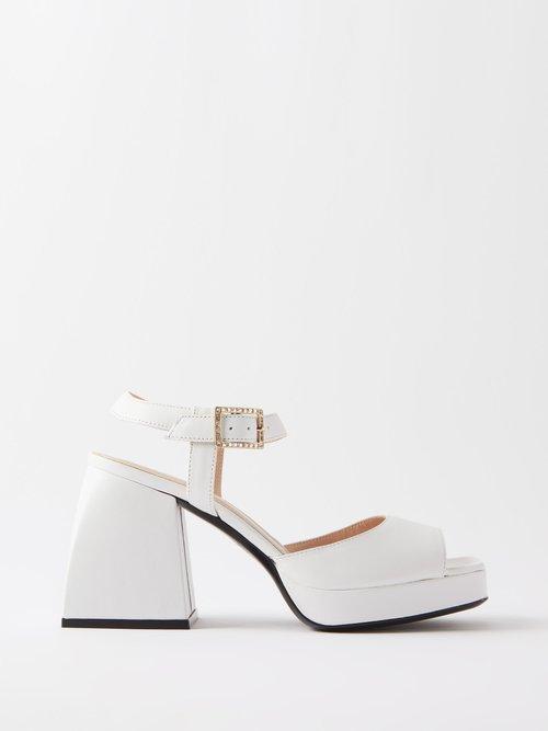 Nodaleto - Bulla Ness Crystal-buckle Leather Platform Sandals - Womens - White