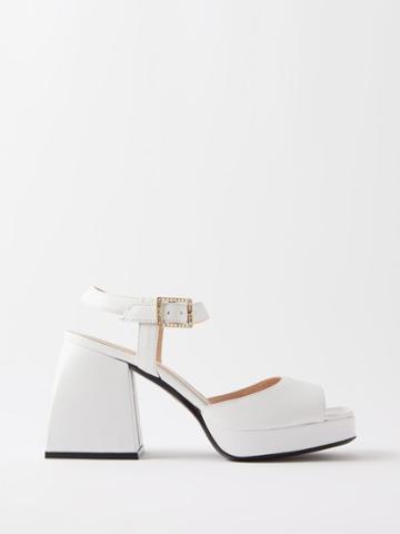 Nodaleto - Bulla Ness Crystal-buckle Leather Platform Sandals - Womens - White