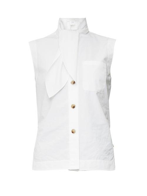 Matchesfashion.com Chlo - Tie-neck Sleeveless Poplin Blouse - Womens - White