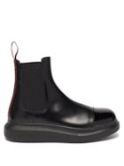 Mens Shoes Alexander Mcqueen - Hybrid Exaggerated-sole Leather Chelsea Boots - Mens - Black