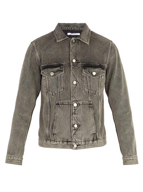 Matchesfashion.com Givenchy - Logo Embroidered Denim Jacket - Mens - Grey