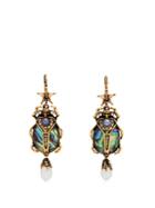 Alexander Mcqueen Abalon Scarab Shell And Faux-pearl Drop Earrings