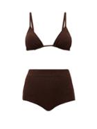 Matchesfashion.com Jil Sander - High-rise Cotton-terry Bikini - Womens - Brown