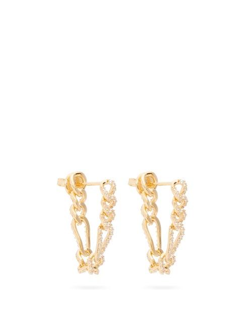 Matchesfashion.com Bottega Veneta - Pav-crystal Gold-plated Sterling-silver Earrings - Womens - Yellow Gold