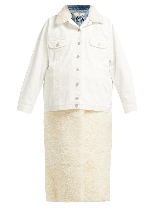 Matchesfashion.com Natasha Zinko - Shearling And Denim Hybrid Coat - Womens - White
