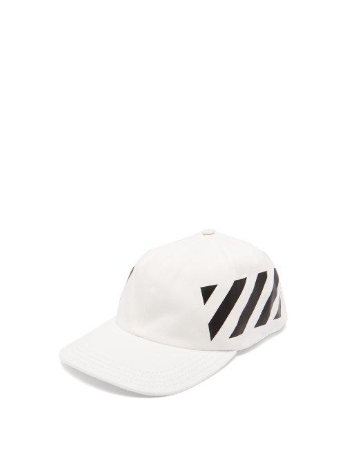 Matchesfashion.com Off-white - Stripe Print Cotton Cap - Mens - White Black
