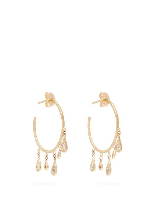 Matchesfashion.com Jacquie Aiche - 14kt Gold & Diamond Hoop Earrings - Womens - Gold