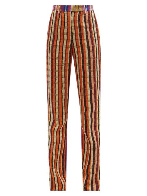 Ladies Rtw Kenneth Ize - High-rise Aso-oke Trousers - Womens - Multi