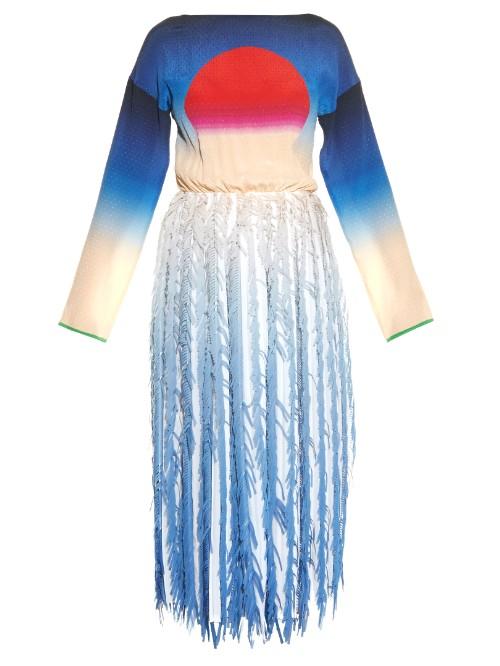Marco De Vincenzo Sun-print And Fringed-georgette Dress
