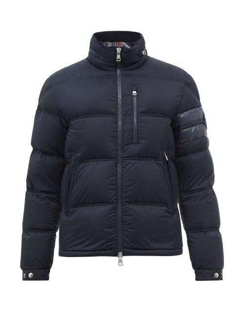 Moncler - Delaume Panelled Quilted Down Coat - Mens - Dark Navy