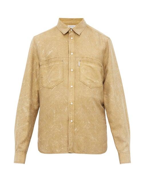 Matchesfashion.com Rochas - Paint Splatter Silk Twill Shirt - Mens - Khaki