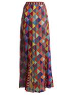 Mary Katrantzou Nyx Pleated Crepe Maxi Skirt