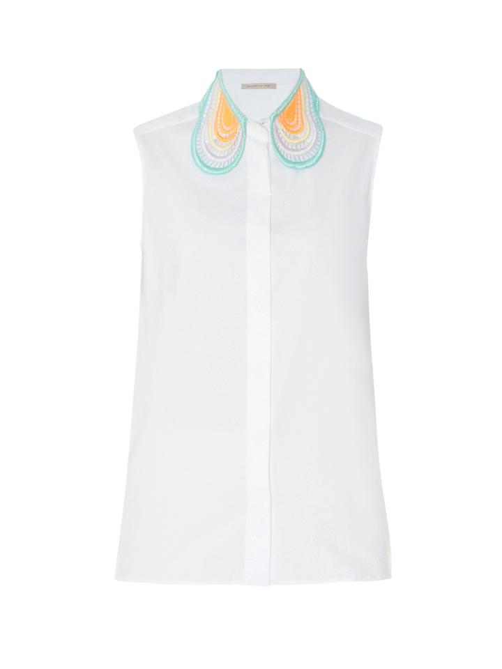 Christopher Kane Lace-collar Sleeveless Cotton Shirt