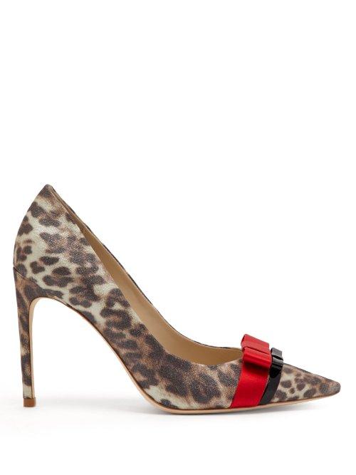 Matchesfashion.com Sophia Webster - Andie Bow Trim Leopard Print Lurex Pumps - Womens - Leopard