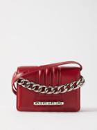 Alexander Mcqueen - Four Ring Chain Ribbed Leather Cross-body Bag - Womens - Red