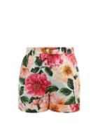 Matchesfashion.com Dolce & Gabbana - Camelia Floral-print Cotton Shorts - Womens - Pink Multi