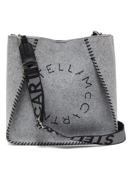 Matchesfashion.com Stella Mccartney - Logo Strap Embroidered Logo Felt Cross Body Bag - Womens - Grey