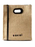 Sacai - Abaka Logo-embroidered Raffia Tote Bag - Womens - Black Cream