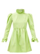 Batsheva - Ruffle-edge Taffeta Mini Dress - Womens - Green