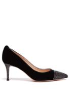 Matchesfashion.com Gianvito Rossi - Crystal Embellished 70 Velvet Pumps - Womens - Black