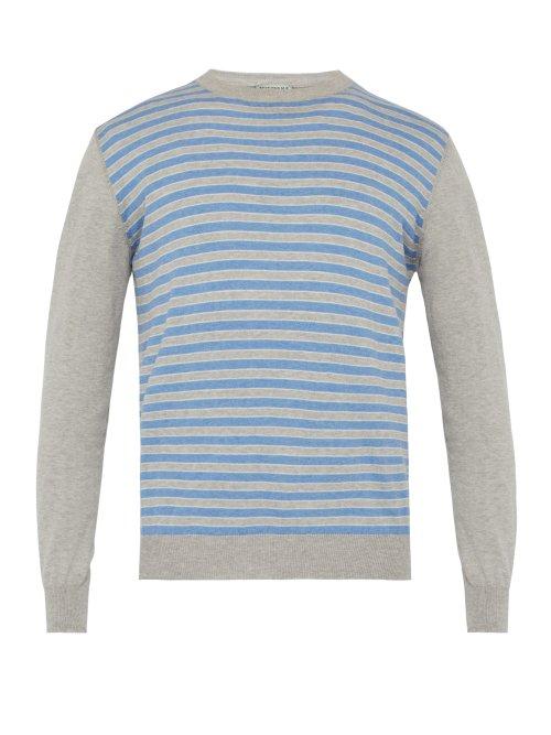 Matchesfashion.com Ditions M.r - Ravello Striped Cotton Jersey Sweater - Mens - Blue Multi