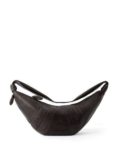Lemaire - Croissant Large Leather Cross-body Bag - Womens - Dark Brown