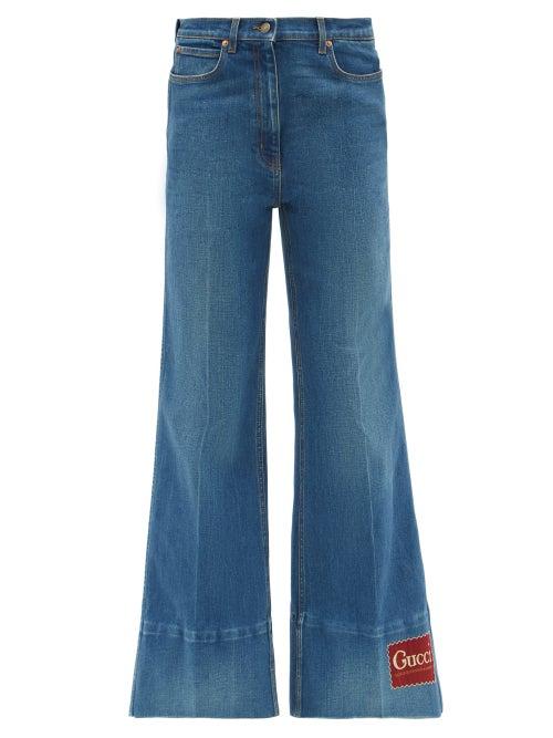 Matchesfashion.com Gucci - Logo-patch High-rise Flared-leg Jeans - Womens - Denim
