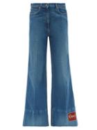 Matchesfashion.com Gucci - Logo-patch High-rise Flared-leg Jeans - Womens - Denim