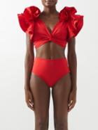 Maygel Coronel - Kai Ruffled Bikini - Womens - Red