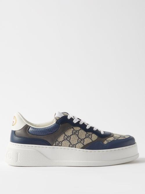 Gucci - Chunky B Gg-print Leather And Canvas Trainers - Mens - Blue White