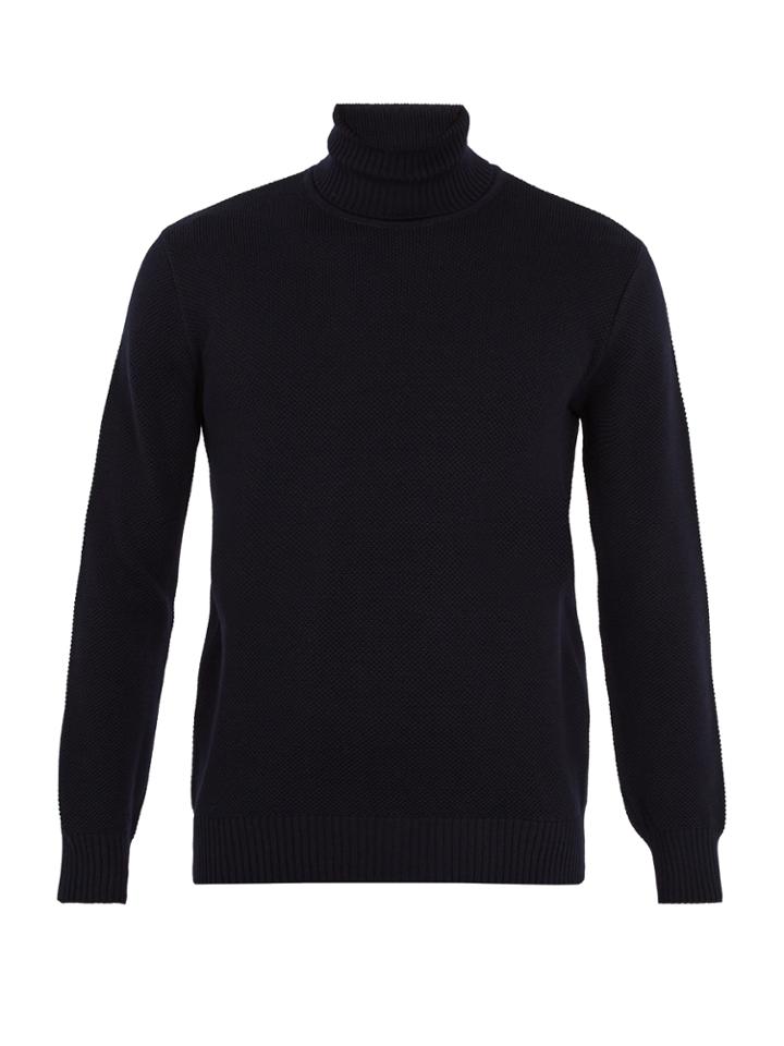 De Bonne Facture Roll-neck Wool-piqu Sweater