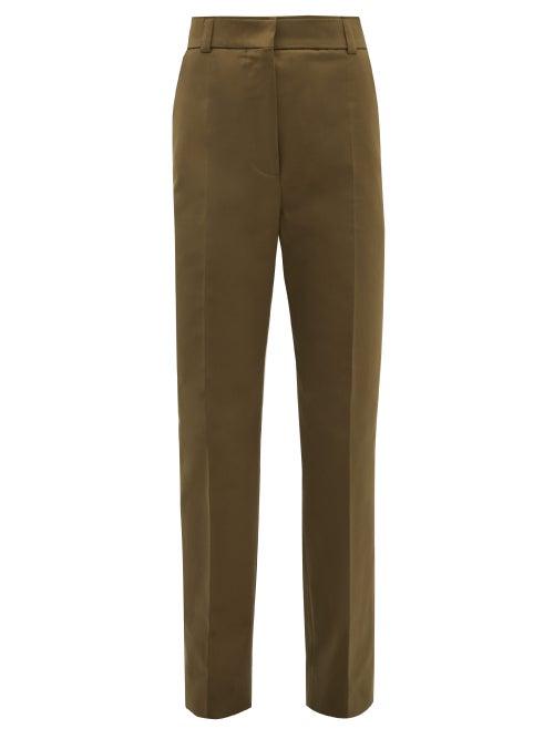 Matchesfashion.com Marni - Straight-leg Cotton-sateen Trousers - Womens - Khaki