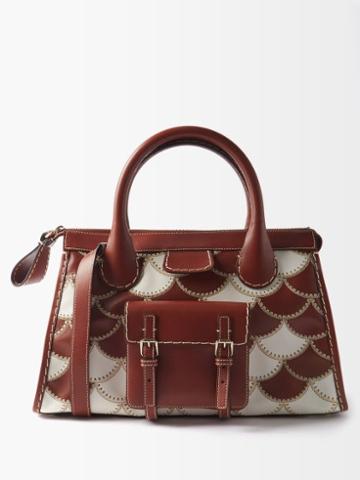 Chlo - Edith Scallop-patchworked Leather Bag - Womens - Brown White