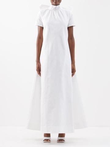 Staud - Ilana Bow-back Grosgrain Maxi Dress - Womens - White