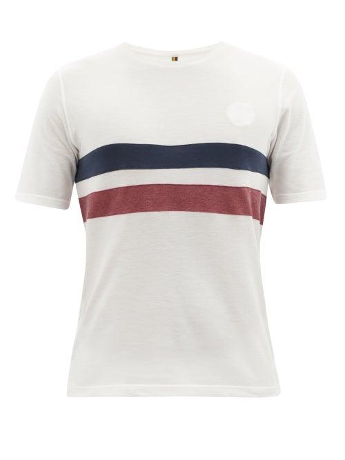 Mens Activewear Iffley Road - Cambrian Striped Piqu Running T-shirt - Mens - White