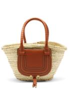 Matchesfashion.com Chlo - Marcie Leather-trimmed Raffia Basket Bag - Womens - Tan Multi