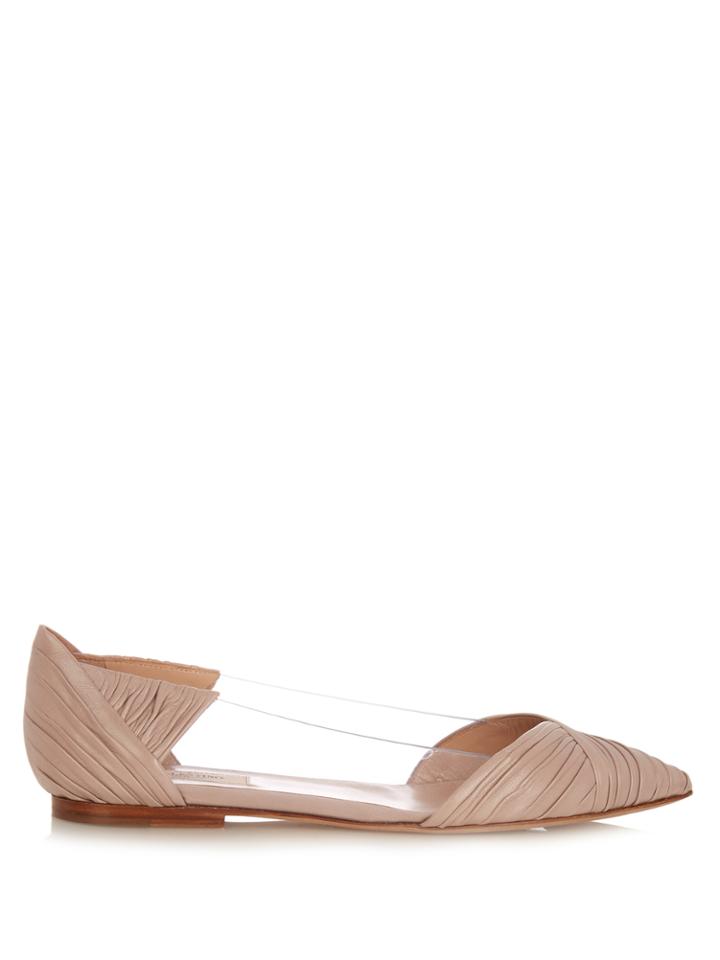 Valentino B-drape Point-toe Leather Flats