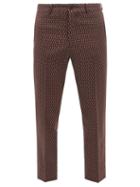 Sasquatchfabrix - Geometric-jacquard Cropped Tailored Trousers - Mens - Brown Print