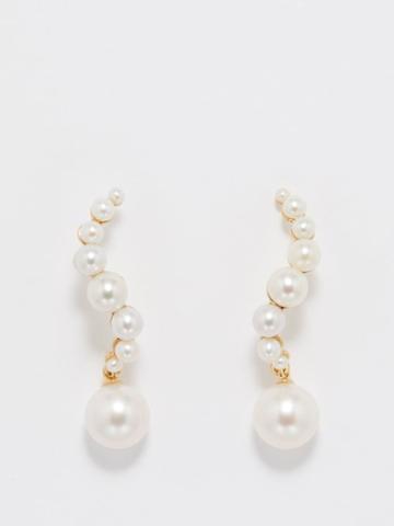 Mateo - Curve Pearl & 14kt Gold Earrings - Womens - Pearl