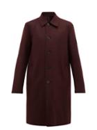 Matchesfashion.com Harris Wharf London - Single Breasted Pressed Wool Overcoat - Mens - Burgundy