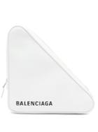 Matchesfashion.com Balenciaga - Triangle Pochette M Leather Clutch - Womens - White Black