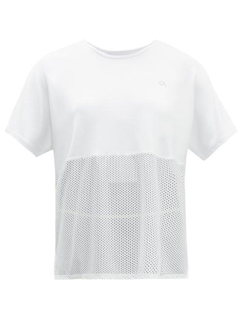 Matchesfashion.com Calvin Klein Performance - Mesh Insert Performance T Shirt - Womens - White