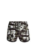 Matchesfashion.com Neil Barrett - Camouflage Palm Print Swim Shorts - Mens - Black Multi