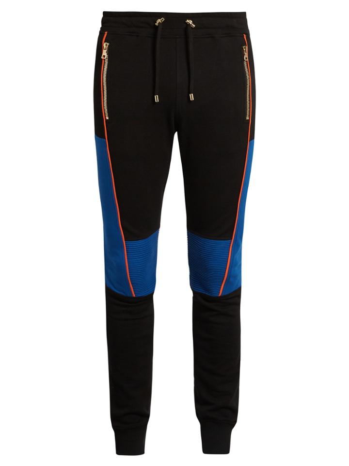 Balmain Biker Stitched-panel Jersey Track Pants