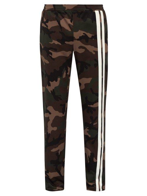 Matchesfashion.com Valentino - Camouflage Print Side Stripe Track Pants - Mens - Green