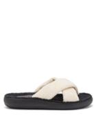 Ladies Shoes Ancient Greek Sandals - Thais Crossover-strap Terry Slides - Womens - Black White