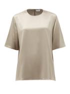 Matchesfashion.com Raey - Crew-neck Silk-satin Top - Womens - Grey