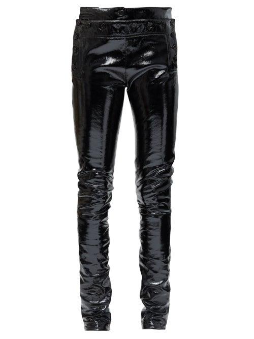 Matchesfashion.com Ann Demeulemeester - Buttoned Patent-leather Skinny Jeans - Womens - Black